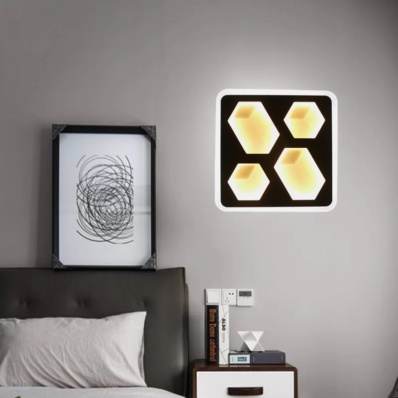 Vivolux | Art Deco Vierkante Wandlamp Metall LED Wandlamp in Schwarz für das Arbeitszimmer