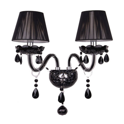 Vivolux | Schwarze Kerzenstil Wandleuchte Kristall S-Form Arm Wandleuchte
