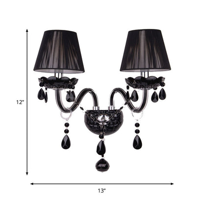 Vivolux | Schwarze Kerzenstil Wandleuchte Kristall S-Form Arm Wandleuchte