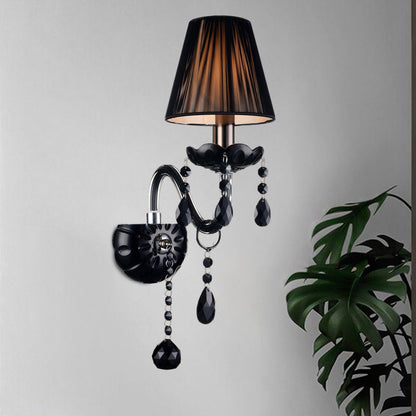 Vivolux | Schwarze Kerzenstil Wandleuchte Kristall S-Form Arm Wandleuchte