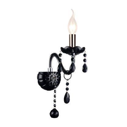 Vivolux | Schwarze Kerzenstil Wandleuchte Kristall S-Form Arm Wandleuchte
