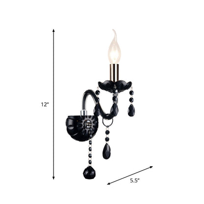 Vivolux | Schwarze Kerzenstil Wandleuchte Kristall S-Form Arm Wandleuchte
