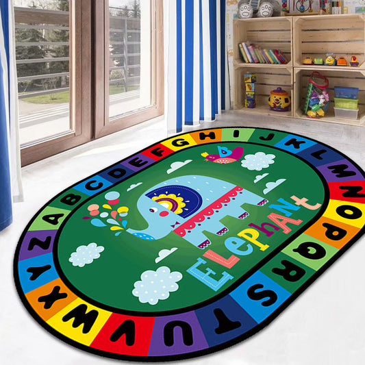 Vivolux | Stijlvolle Letters en Dier Tapijt Multi Gekleurd Cartoon Tapijt Synthetisch Antislip Educatieve Tapijt
