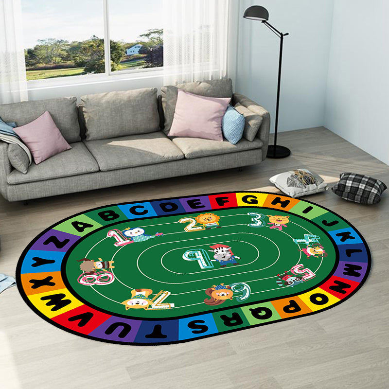 Vivolux | Stijlvolle Letters en Dier Tapijt Multi Gekleurd Cartoon Tapijt Synthetisch Antislip Educatieve Tapijt