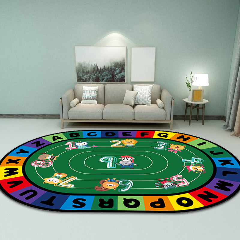 Vivolux | Stijlvolle Letters en Dier Tapijt Multi Gekleurd Cartoon Tapijt Synthetisch Antislip Educatieve Tapijt