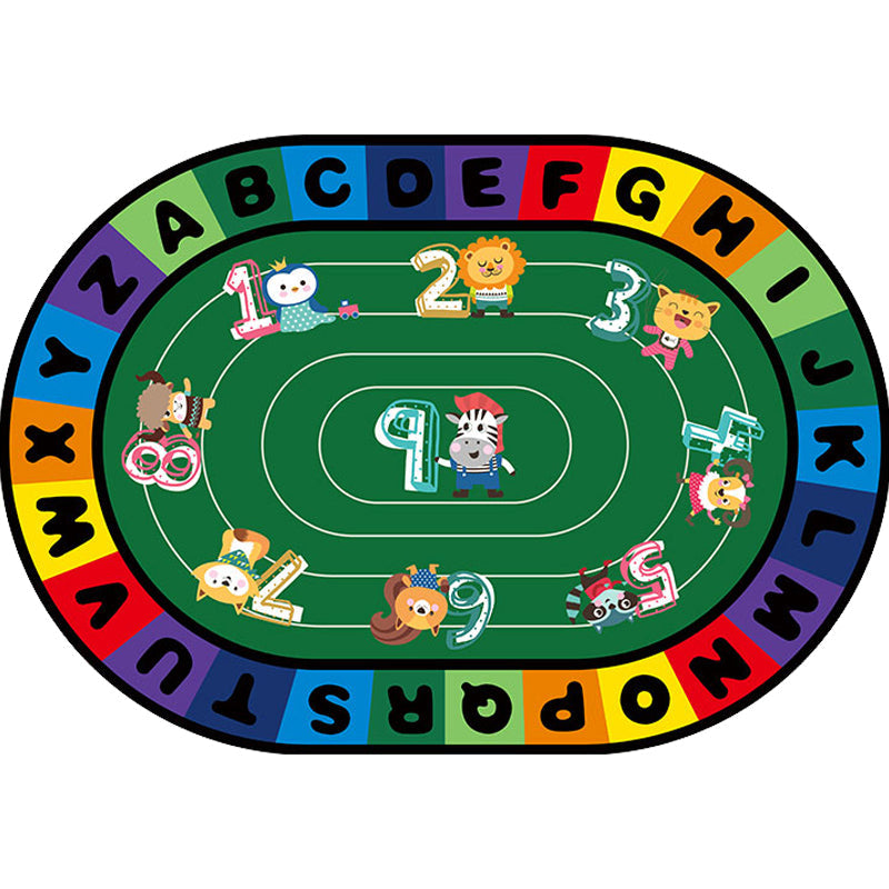Vivolux | Stijlvolle Letters en Dier Tapijt Multi Gekleurd Cartoon Tapijt Synthetisch Antislip Educatieve Tapijt