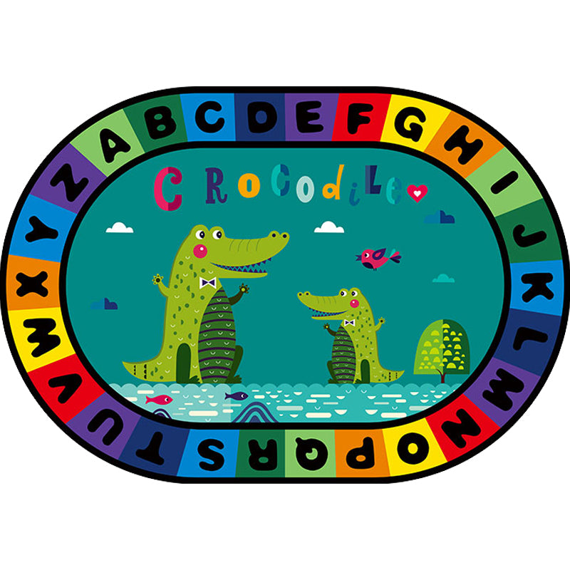 Vivolux | Stijlvolle Letters en Dier Tapijt Multi Gekleurd Cartoon Tapijt Synthetisch Antislip Educatieve Tapijt