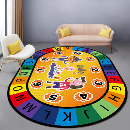 Vivolux | Stijlvolle Letters en Dier Tapijt Multi Gekleurd Cartoon Tapijt Synthetisch Antislip Educatieve Tapijt