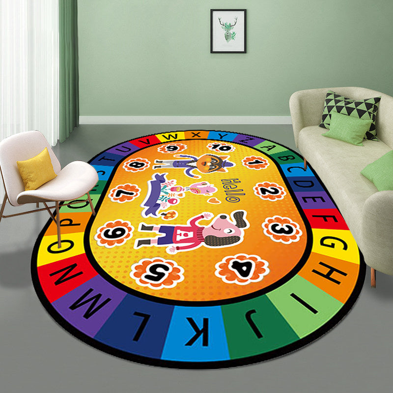 Vivolux | Stijlvolle Letters en Dier Tapijt Multi Gekleurd Cartoon Tapijt Synthetisch Antislip Educatieve Tapijt