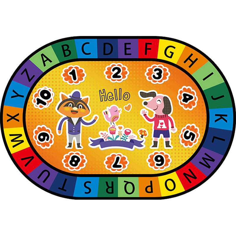 Vivolux | Stijlvolle Letters en Dier Tapijt Multi Gekleurd Cartoon Tapijt Synthetisch Antislip Educatieve Tapijt