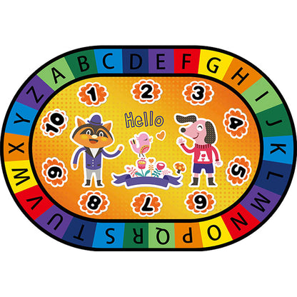 Vivolux | Stijlvolle Letters en Dier Tapijt Multi Gekleurd Cartoon Tapijt Synthetisch Antislip Educatieve Tapijt