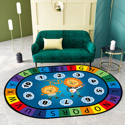 Vivolux | Stijlvolle Letters en Dier Tapijt Multi Gekleurd Cartoon Tapijt Synthetisch Antislip Educatieve Tapijt