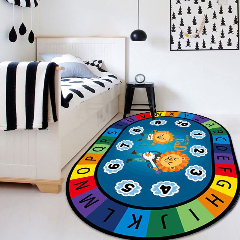 Vivolux | Stijlvolle Letters en Dier Tapijt Multi Gekleurd Cartoon Tapijt Synthetisch Antislip Educatieve Tapijt