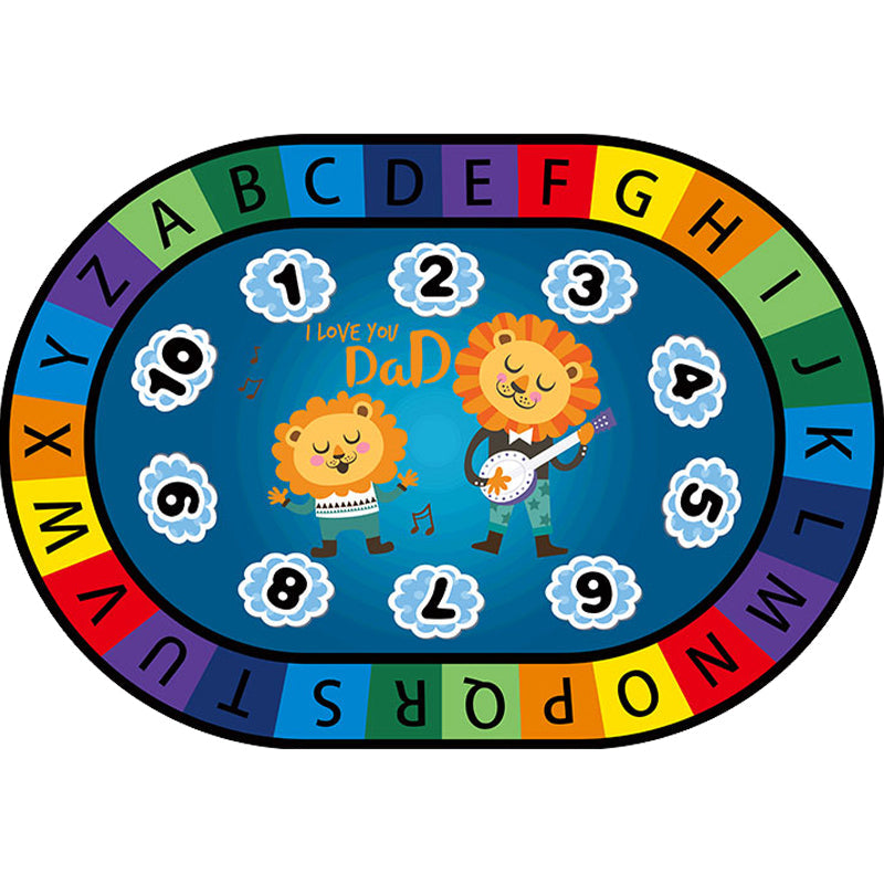 Vivolux | Stijlvolle Letters en Dier Tapijt Multi Gekleurd Cartoon Tapijt Synthetisch Antislip Educatieve Tapijt