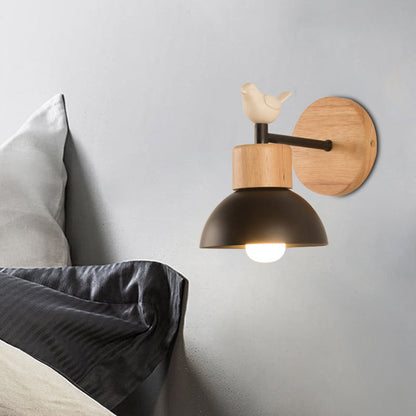 Vivolux | NordicDome - Metall und Holz Wandlampe mit Vogel für das Kinderzimmer