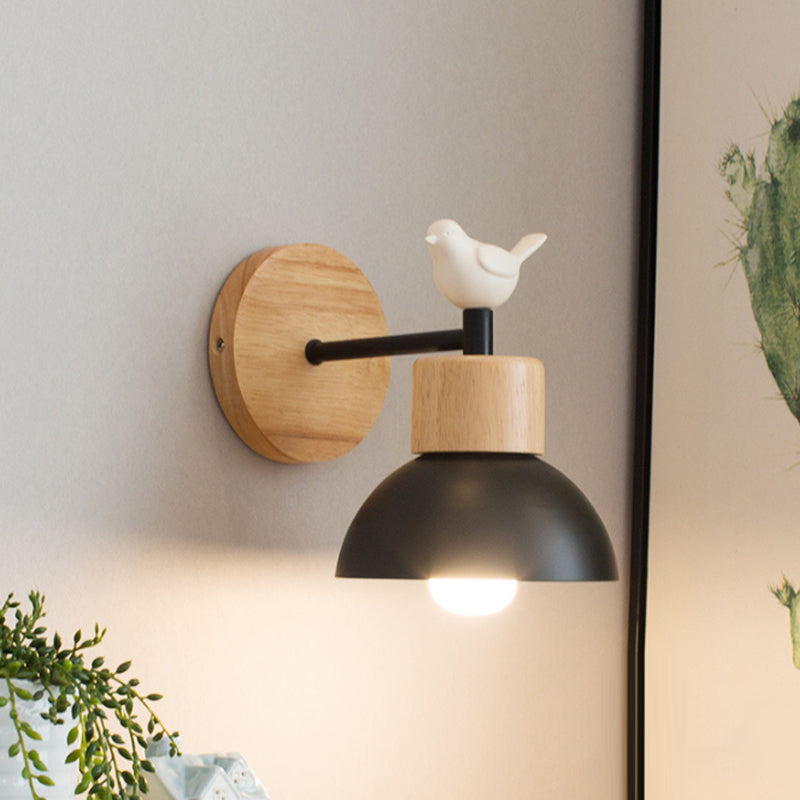 Vivolux | NordicDome - Metall und Holz Wandlampe mit Vogel für das Kinderzimmer