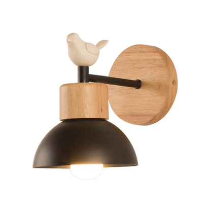 Vivolux | NordicDome - Metall und Holz Wandlampe mit Vogel für das Kinderzimmer