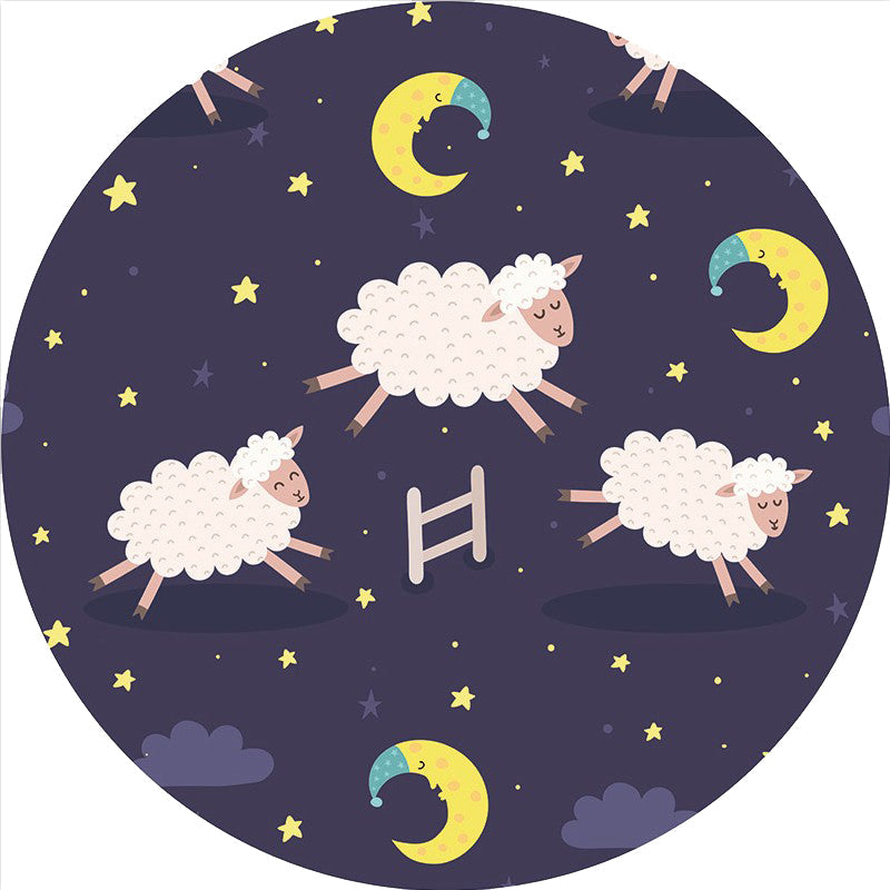 Vivolux | Cartoon Kinderzimmer Teppich Dunkel Farbe Tierland Teppich Polyester Haustierfreundlich Rutschfester Teppich