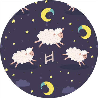 Vivolux | Cartoon Kinderzimmer Teppich Dunkel Farbe Tierland Teppich Polyester Haustierfreundlich Rutschfester Teppich