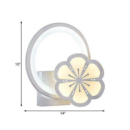 Vivolux | Acryl Große O Wandlampe mit Blume Erwachsene Schlafzimmer Modern LED Wandlampe in Weiß