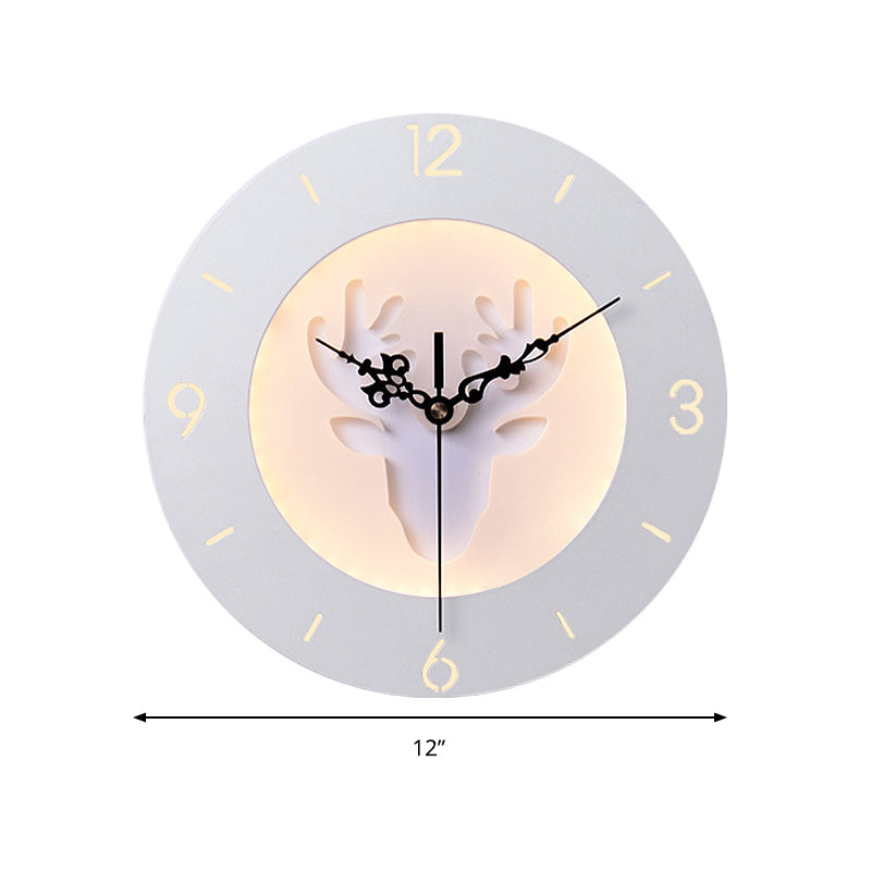 Vivolux | Acryl Geweih Wandleuchte mit Uhr Moderne Kreative LED Wandleuchte in Weiß für Büro Schlafzimmer