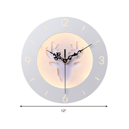 Vivolux | Acryl Geweih Wandleuchte mit Uhr Moderne Kreative LED Wandleuchte in Weiß für Büro Schlafzimmer