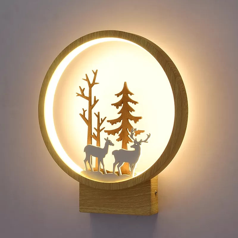 Vivolux | Acryl Ring Wandlamp met Bos Herten Kinderkamer Hedendaagse Wandverlichting