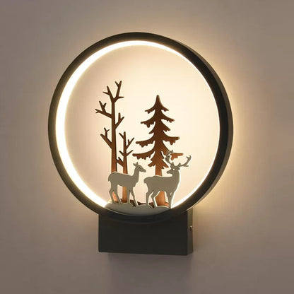 Vivolux | Acryl Ring Wandlamp met Bos Herten Kinderkamer Hedendaagse Wandverlichting