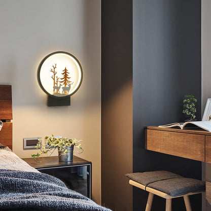 Vivolux | Acryl Ring Wandlamp met Bos Herten Kinderkamer Hedendaagse Wandverlichting
