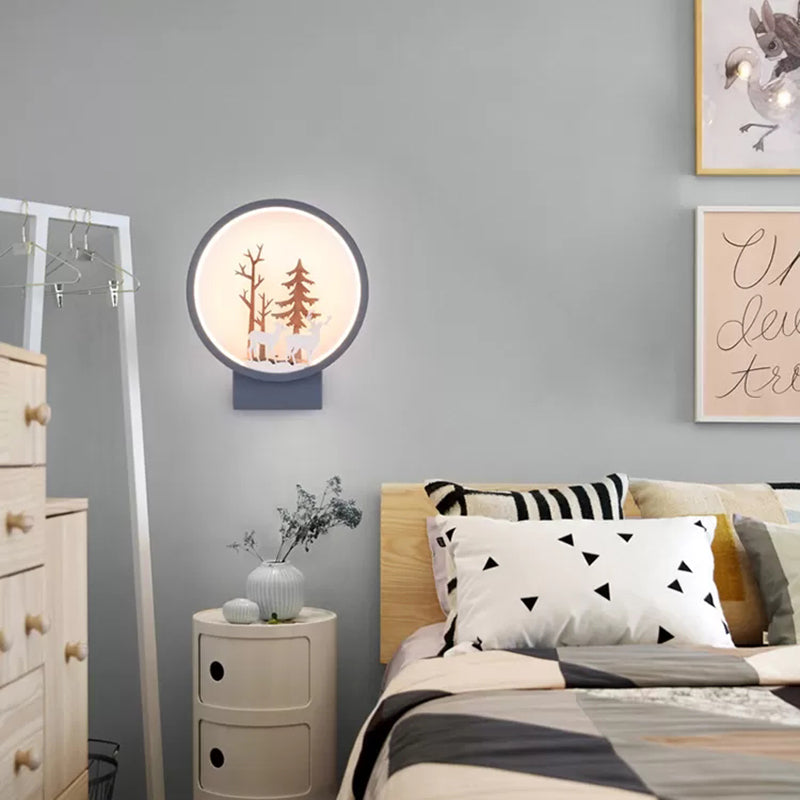 Vivolux | Acryl Ring Wandlamp met Bos Herten Kinderkamer Hedendaagse Wandverlichting