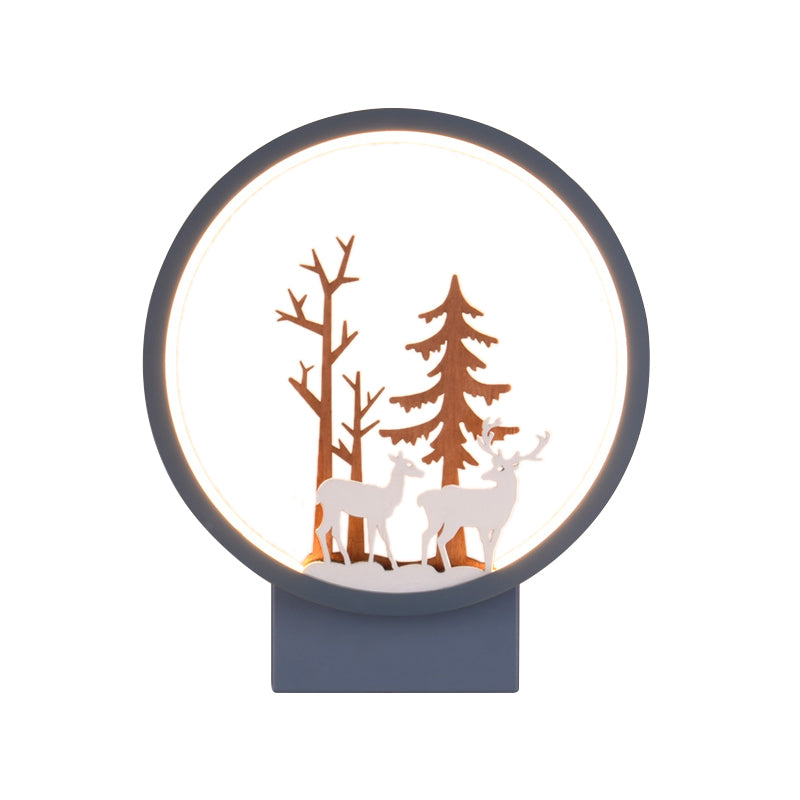 Vivolux | Acryl Ring Wandlamp met Bos Herten Kinderkamer Hedendaagse Wandverlichting