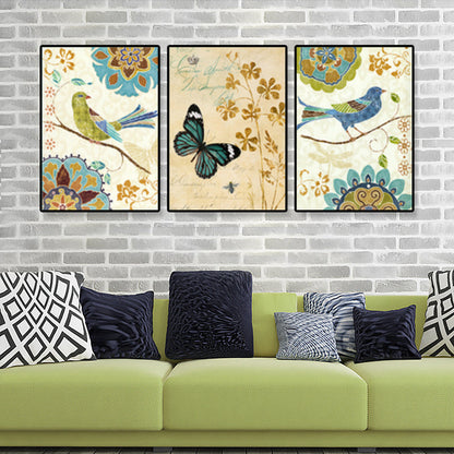 Vivolux | Illustration Tier- und Blumen-Kunstdruck Bauernhaus Texturiertes Esszimmer Wanddekor