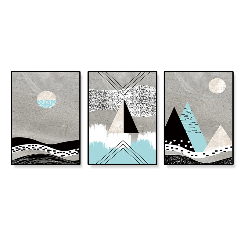 Vivolux | Geometrische Berglandschaft Leinwand Moderne Texturierte Wandkunst Druck in Sanften Farben