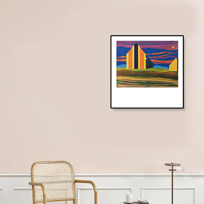 Vivolux | Zeitgenössisches Ölgemälde Haus Leinwand Dunkle Farbe Schlafzimmer Wandkunst, Verschiedene Größen