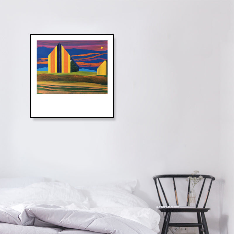 Vivolux | Zeitgenössisches Ölgemälde Haus Leinwand Dunkle Farbe Schlafzimmer Wandkunst, Verschiedene Größen