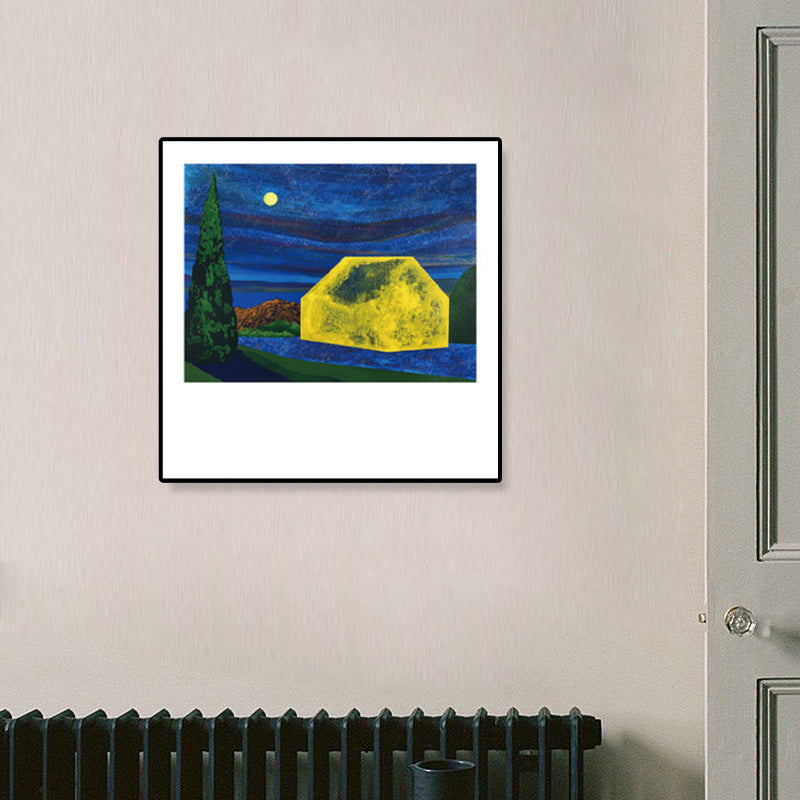 Vivolux | Holzhütte Leinwand Wandkunst Funky Schöne Nachtszenerie Gemälde in Dunkelfarbe für Raum