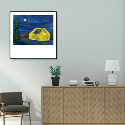 Vivolux | Holzhütte Leinwand Wandkunst Funky Schöne Nachtszenerie Gemälde in Dunkelfarbe für Raum