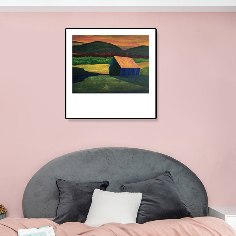 Vivolux | Holzhütte Leinwand Wandkunst Funky Schöne Nachtszenerie Gemälde in Dunkelfarbe für Raum