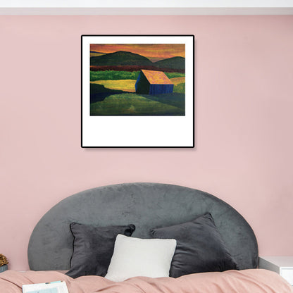 Vivolux | Holzhütte Leinwand Wandkunst Funky Schöne Nachtszenerie Gemälde in Dunkelfarbe für Raum