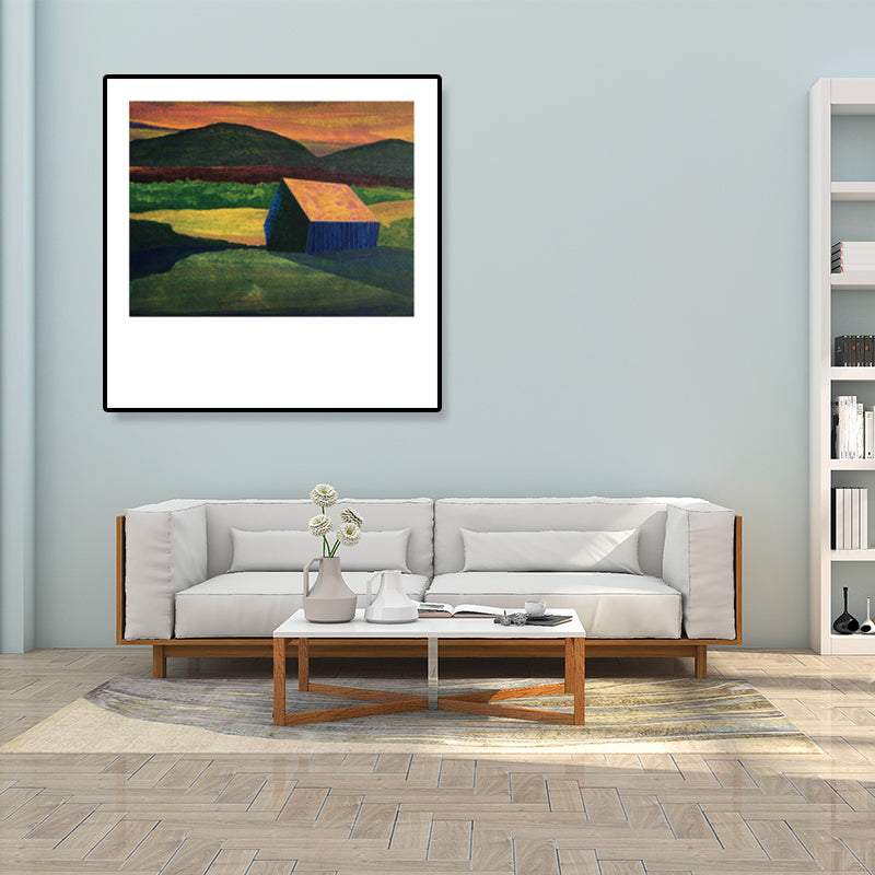 Vivolux | Holzhütte Leinwand Wandkunst Funky Schöne Nachtszenerie Gemälde in Dunkelfarbe für Raum