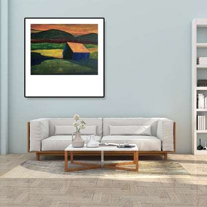 Vivolux | Holzhütte Leinwand Wandkunst Funky Schöne Nachtszenerie Gemälde in Dunkelfarbe für Raum