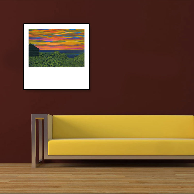 Vivolux | Holzhütte Leinwand Wandkunst Funky Schöne Nachtszenerie Gemälde in Dunkelfarbe für Raum