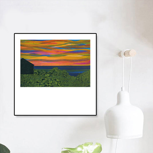 Vivolux | Holzhütte Leinwand Wandkunst Funky Schöne Nachtszenerie Gemälde in Dunkelfarbe für Raum