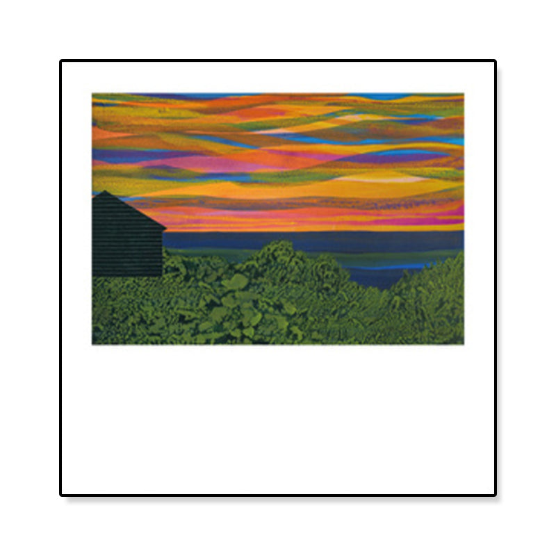 Vivolux | Holzhütte Leinwand Wandkunst Funky Schöne Nachtszenerie Gemälde in Dunkelfarbe für Raum