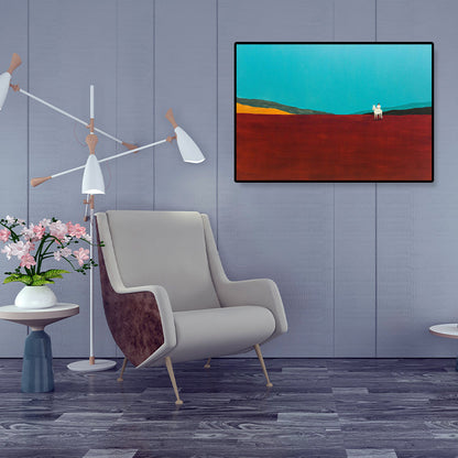Vivolux | Ölmalerei Landschaft Wandkunst Dunkle Farbe Minimalistischer Leinwanddruck für Hausinterieur
