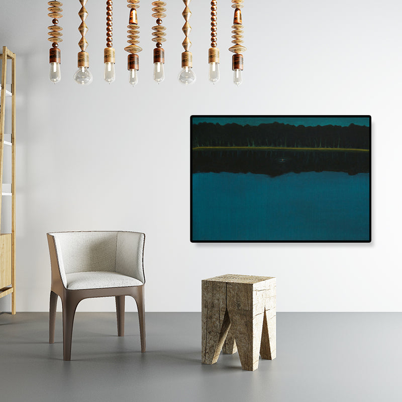 Vivolux | Ölmalerei Landschaft Wandkunst Dunkle Farbe Minimalistischer Leinwanddruck für Hausinterieur