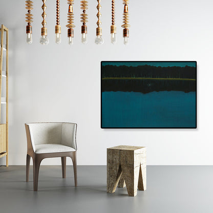 Vivolux | Ölmalerei Landschaft Wandkunst Dunkle Farbe Minimalistischer Leinwanddruck für Hausinterieur