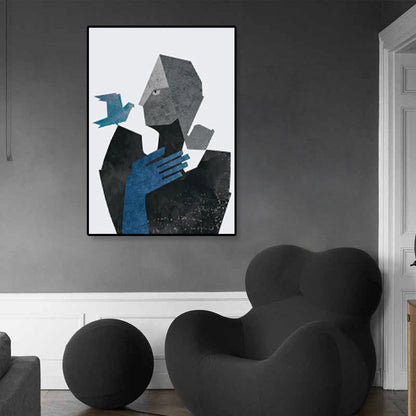 Vivolux | Illustration Figur Porträt Leinwanddruck Dunkle Farbe Kubismus Wandkunst für Hausinterieur