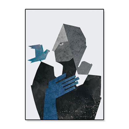 Vivolux | Illustration Figur Porträt Leinwanddruck Dunkle Farbe Kubismus Wandkunst für Hausinterieur