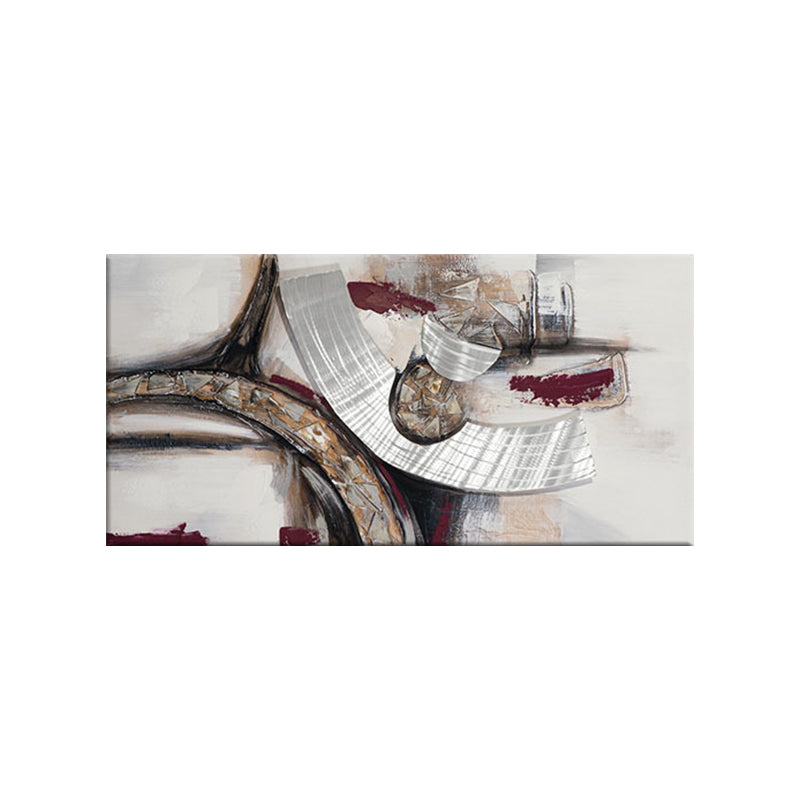 Vivolux | Handdruck abstrakte Leinwand Wandkunst zeitgenössisches strukturiertes Gemälde in Braun für Zuhause